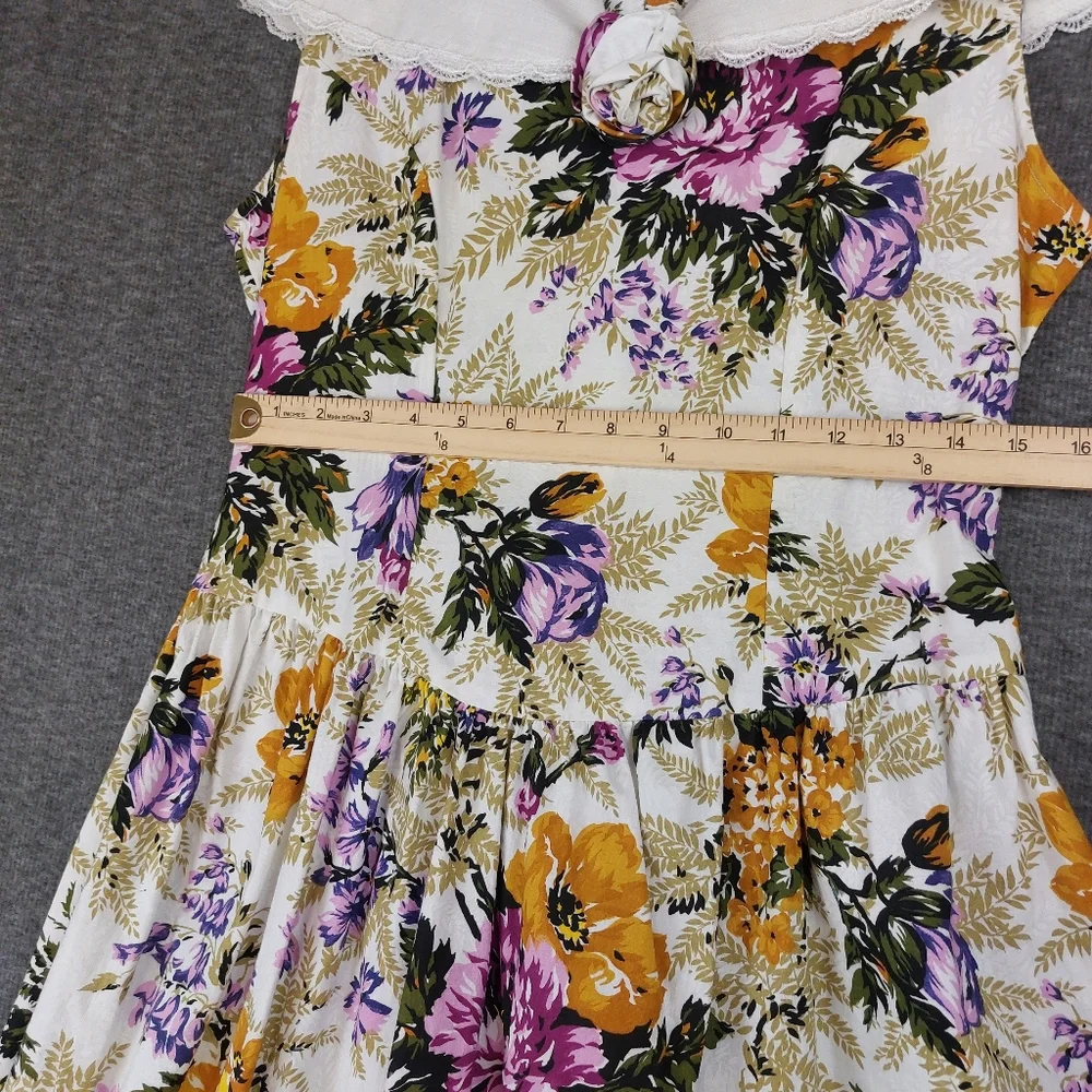 COUNTRY ROMACE WOMENS VINTAGE 80S 90S FLORAL COTTAGECORE FEMININE DRESS SIZE 12P - Picture 4 of 11